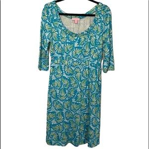 Lilly Pulitzer 100% silk‎ 3/4 sleeve tropical print 3/4 sleeve dress sz small